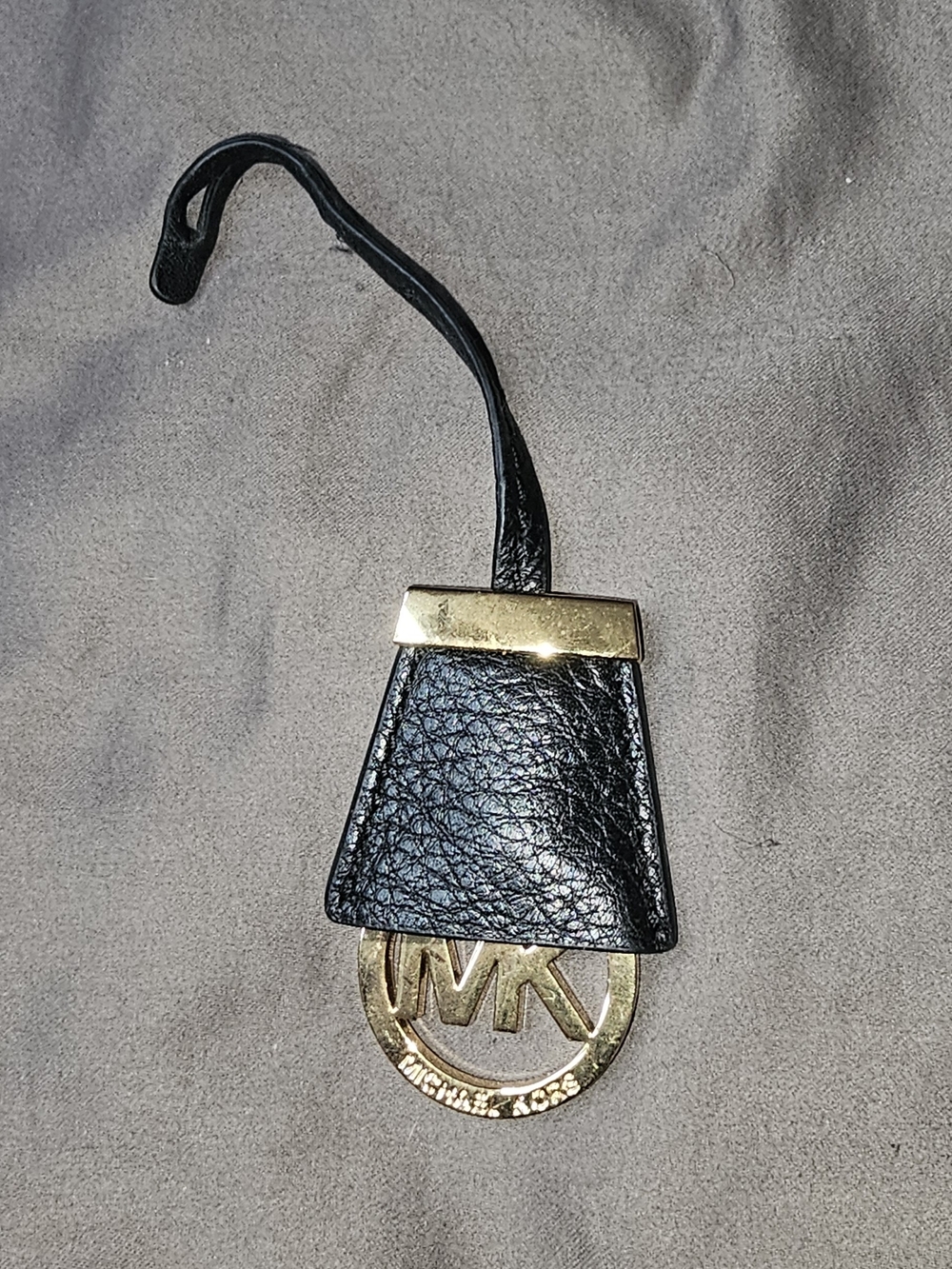 Michael Kors Black Leather with Gold MK Bag Charm